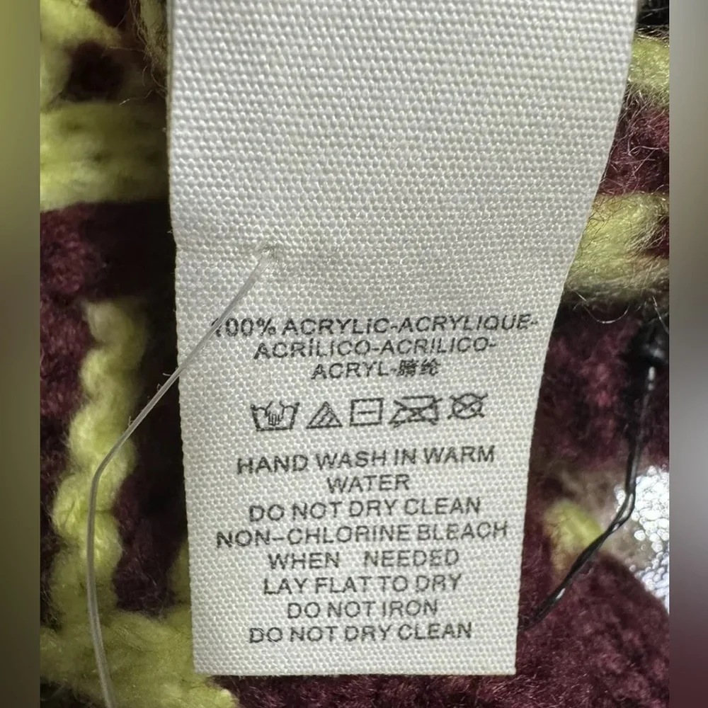 Free People Mariella Cable Knit Arm Warmers W Thumb Holes Red + Yellow NWOT $38 - Picture 6 of 6